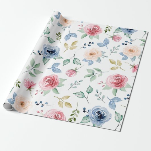 Chic Watercolor Delicate Blume Folientafel Geschenkpapier (Ungerollt)