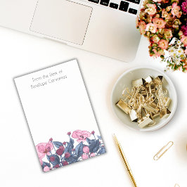 Chic Watercolor Dusty Blue und Pink Floral Post-it Klebezettel