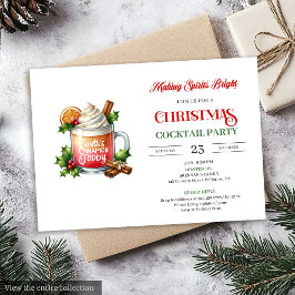 Chic Watercolor editable Christmas cocktails party Einladung