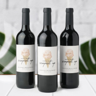 Chic Watercolor-Eiscreme-Brautparty Weinetikett