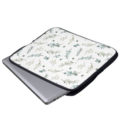Chic Watercolor Eukalyptus Greenerity Pattern Laptopschutzhülle (Vorne Knopf)