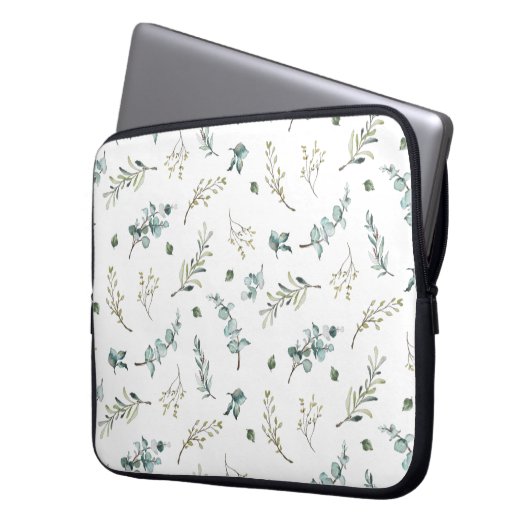 Chic Watercolor Eukalyptus Greenerity Pattern Laptopschutzhülle (Vorderseite Links)
