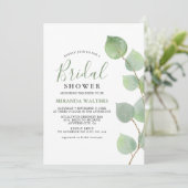 Chic Watercolor Eukalyptus Greenery Brautparty Einladung (Stehend Vorderseite)