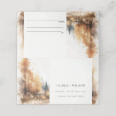 Chic Watercolor Fall Autumn Landscape Wedding Platzkarte (Außenseite Aufgefaltet)