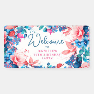 Chic Watercolor Floral 60. Geburtstagsparty Banner