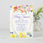 Chic Watercolor Floral Baby Dusche Einladungen (Stehend Vorderseite)