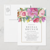 Chic Watercolor Floral Bridal Brunch Postkarte (Vorne/Hinten)