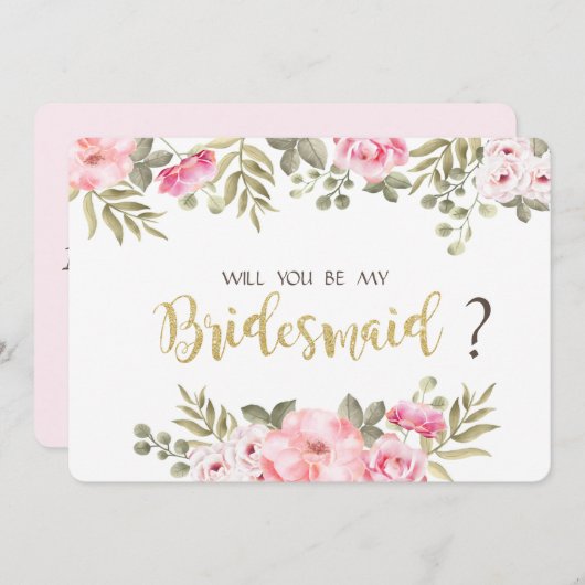 Chic Watercolor Floral Bridesmaid Card Einladung (Vorne/Hinten)