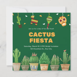 Chic Watercolor Floral Cactus Fiesta Brautparty Einladung