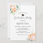 Chic Watercolor Floral Foto Graduation Party Einladung (Rückseite)