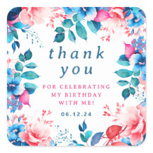 Chic Watercolor Floral Geburtstag Vielen Dank