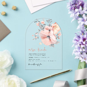 Chic Watercolor Floral Handwriting Script Hochzeit Acryleinladungen