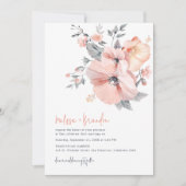 Chic Watercolor Floral Handwriting Script Hochzeit Einladung (Vorderseite)