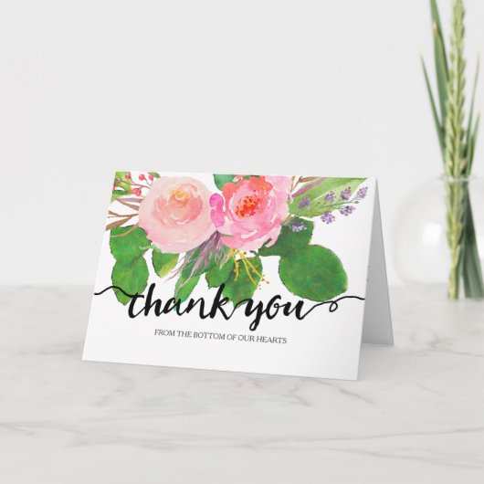 Chic Watercolor Floral | Hochzeitsdanken Dankeskarte (Vorderseite)