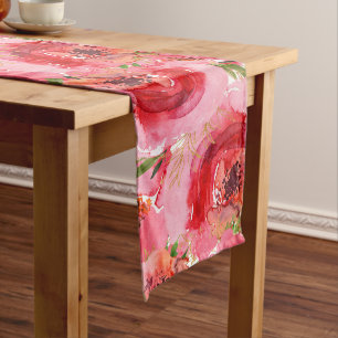 Chic Watercolor Floral Muster Mittelgroßer Tischläufer