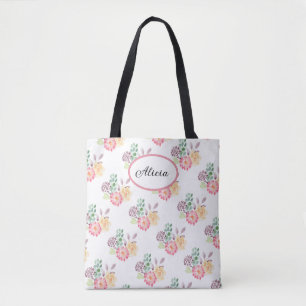Chic Watercolor Floral Muster Tasche