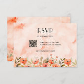 Chic Watercolor Floral QR Code RSVP Karte (Vorne/Hinten)