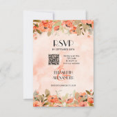 Chic Watercolor Floral QR Code RSVP Karte (Vorderseite)