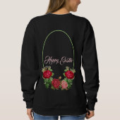 Chic Watercolor Floral Rose Wreath Oster Bunny Sweatshirt (Rückseite)
