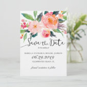 Chic Watercolor Floral Save the Date (Stehend Vorderseite)