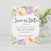 Chic Watercolor Floral "Save the Date" Save The Date (Stehend Vorderseite)