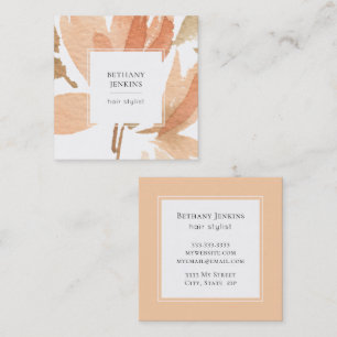 Chic Watercolor Floral Terra Cotta Business Card Quadratische Visitenkarte