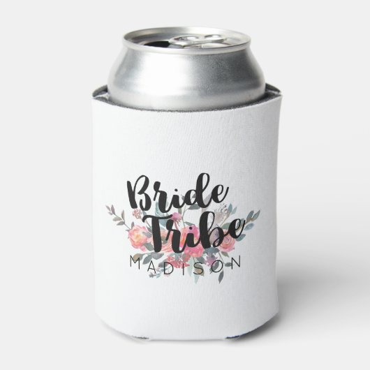 Chic Watercolor Floral Wedding Bribe Stamm Dosenkühler (Kanne Vorderseite)