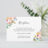 Chic Watercolor Floral Wedding Details Einladung (Stehend Vorderseite)