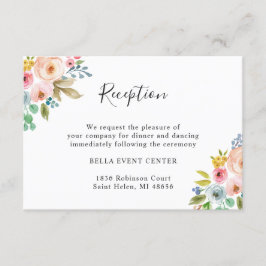 Chic Watercolor Floral Wedding Details Einladung