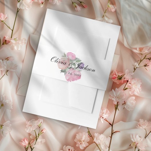 Chic Watercolor Floral Wedding  Einladungsbanderole