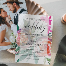 Chic Watercolor Floral Wedding Pergament Einladungen