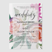 Chic Watercolor Floral Wedding Pergament Einladungen (Vorderseite)