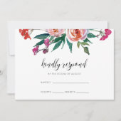 Chic Watercolor Floral Wedding RSVP Einladung (Vorderseite)