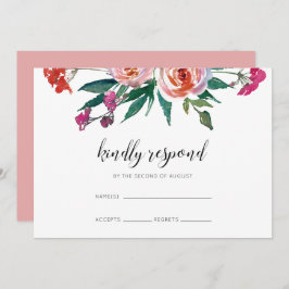 Chic Watercolor Floral Wedding RSVP Einladung
