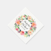 Chic Watercolor Floral Wedding Serviette (Ecke)