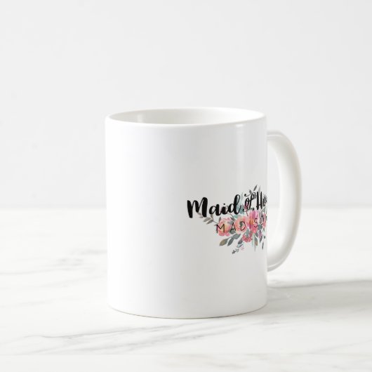 Chic Watercolor Floral Wedding Trauzeugin Kaffeetasse (VorderseiteRechts)