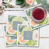 Chic Watercolor Florals Dusty Blue Serviette