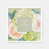 Chic Watercolor Florals Sage Green Napkins Serviette (Vorderseite)