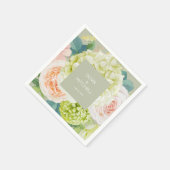 Chic Watercolor Florals Sage Green Napkins Serviette (Ecke)