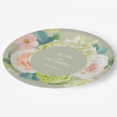 Chic Watercolor Florals Sage Green Wedding Pappteller (Schrägansicht)