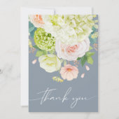 Chic Watercolor Florals Wedding Foto Dankeskarte (Vorderseite)