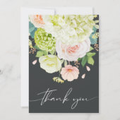 Chic Watercolor Florals Wedding Foto Dankeskarte (Vorderseite)