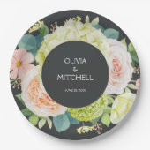 Chic Watercolor Florals Wedding Pappteller (Vorderseite)