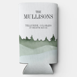 Chic Watercolor Forest Landschaft Hochzeit Selters Dosenkühler