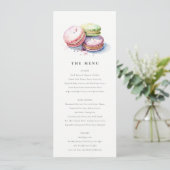 Chic Watercolor French Macarons Bakery Menu Card Einladung (Stehend Vorderseite)