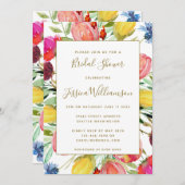 Chic Watercolor Garden Blume Brautparty Einladung (Vorne/Hinten)