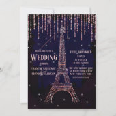 Chic Watercolor Glitzer Paris Eiffelturm Hochzeit Einladung (Vorderseite)