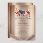 Chic Watercolor Graduation Cap Diploma, Abschluss Einladung (Vorne/Hinten)