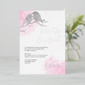 Chic Watercolor Gray Lovebirds Rosa Farbwash Folieneinladung (Stehend vorne)
