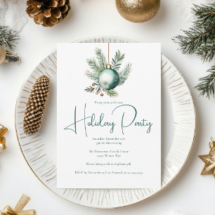 Chic Watercolor Green Ornament Party Einladung